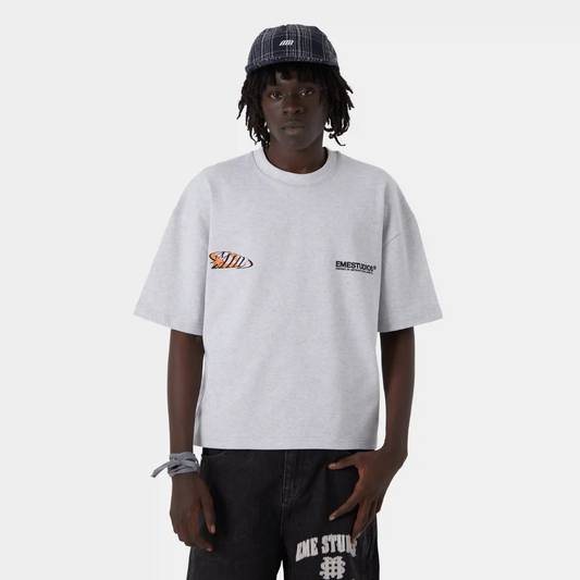 Houndstooh Grey Oversized Tee - EME STUDIOS