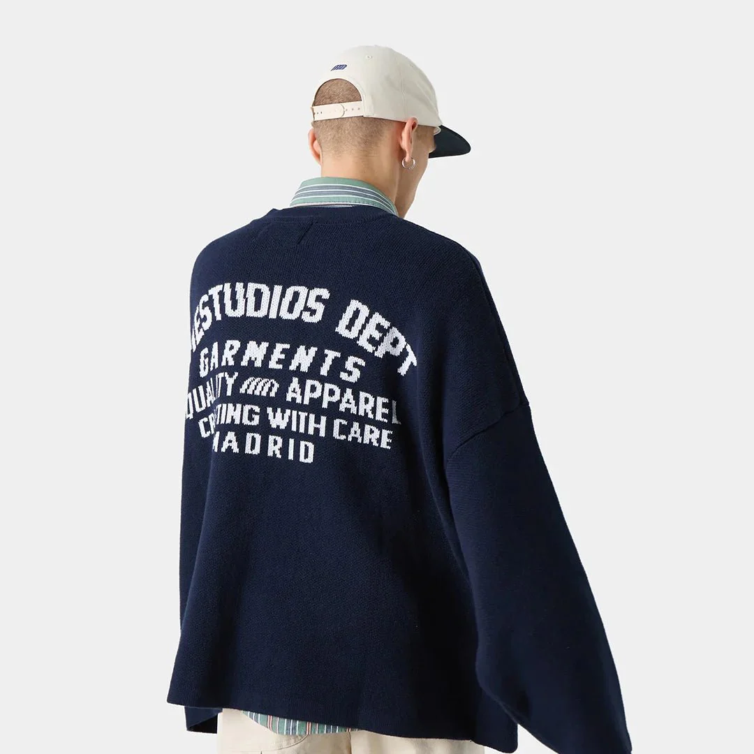 Department Navy Jacquard Oversized Knit