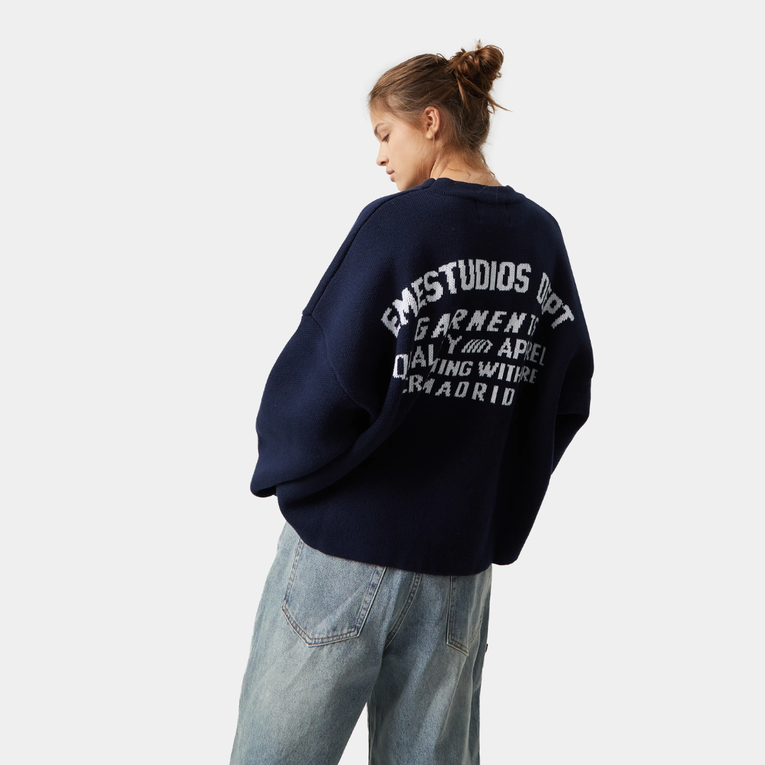 Department Navy Jacquard Oversized Knit
