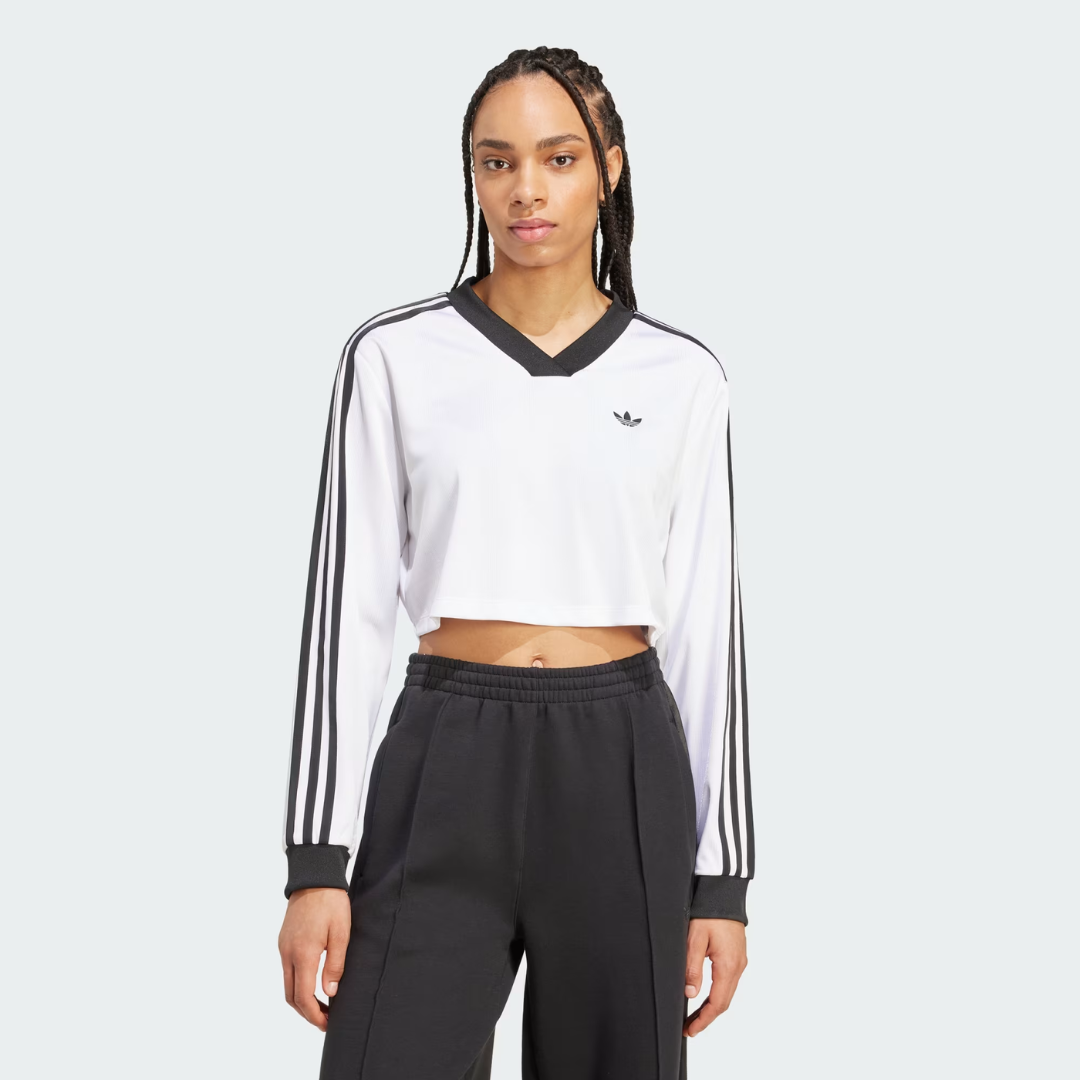 Blusa Cropped Manga Larga Adicolor Futbol Jacquard