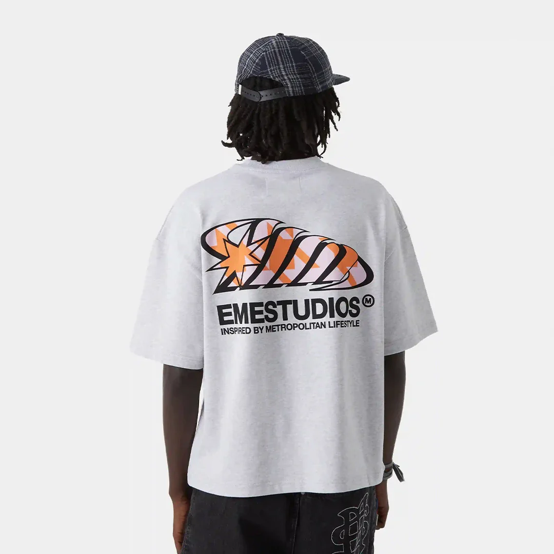 Houndstooh Grey Oversized Tee - EME STUDIOS