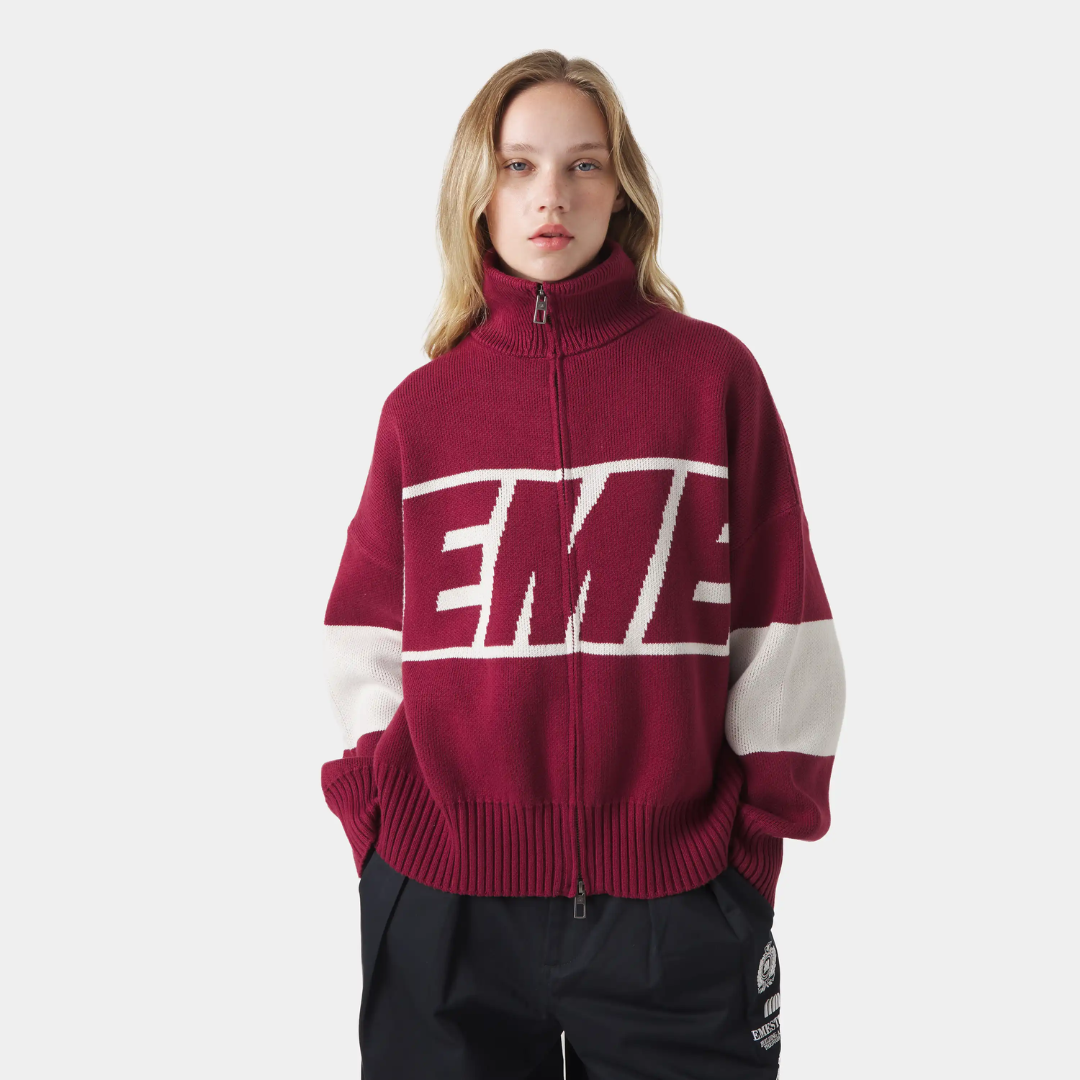 Thrill Burgundy Zipper Knit - EME STUDIOS