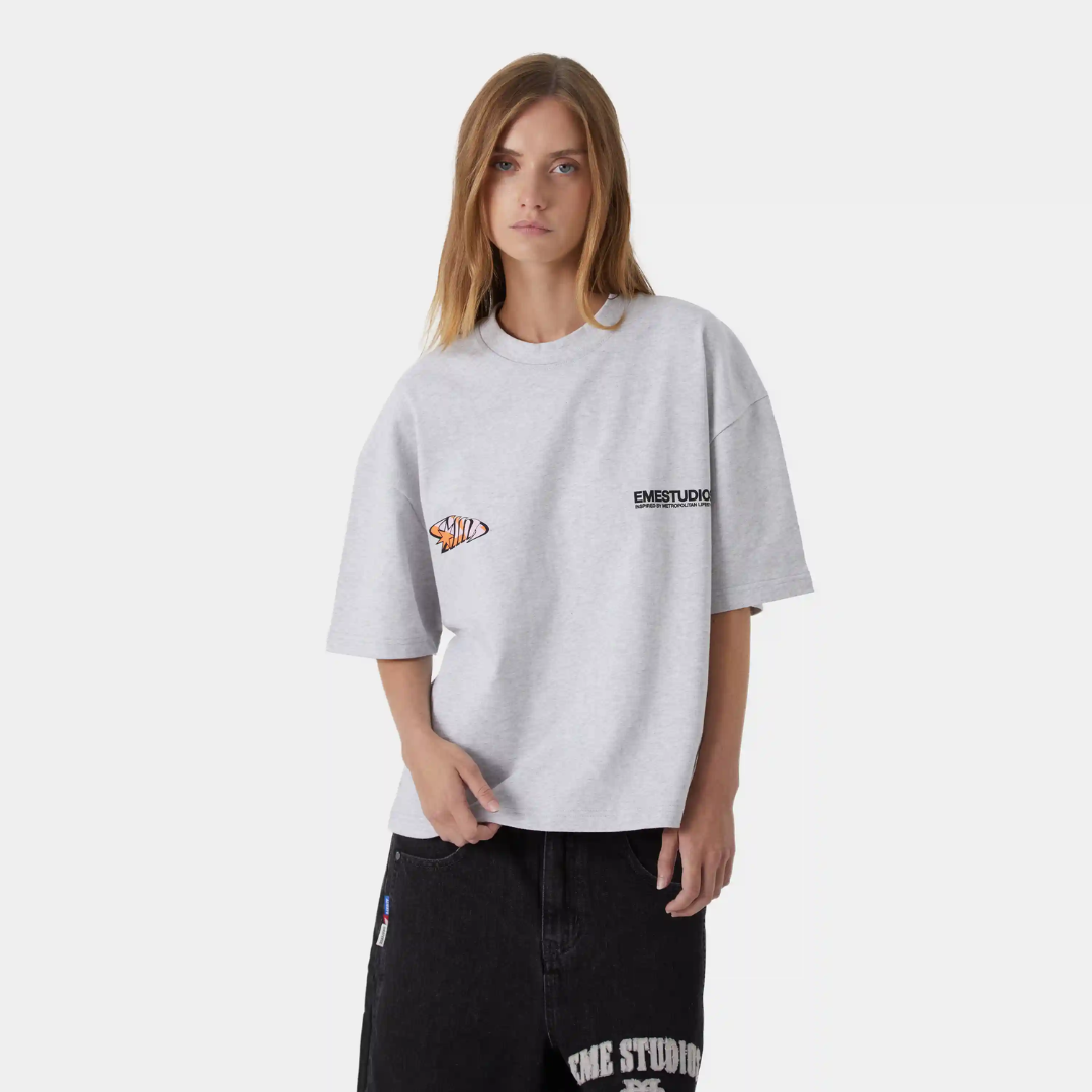 Houndstooh Grey Oversized Tee - EME STUDIOS