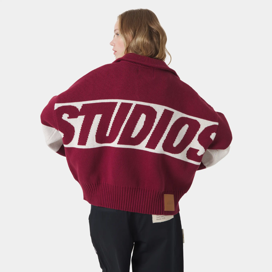 Thrill Burgundy Zipper Knit - EME STUDIOS