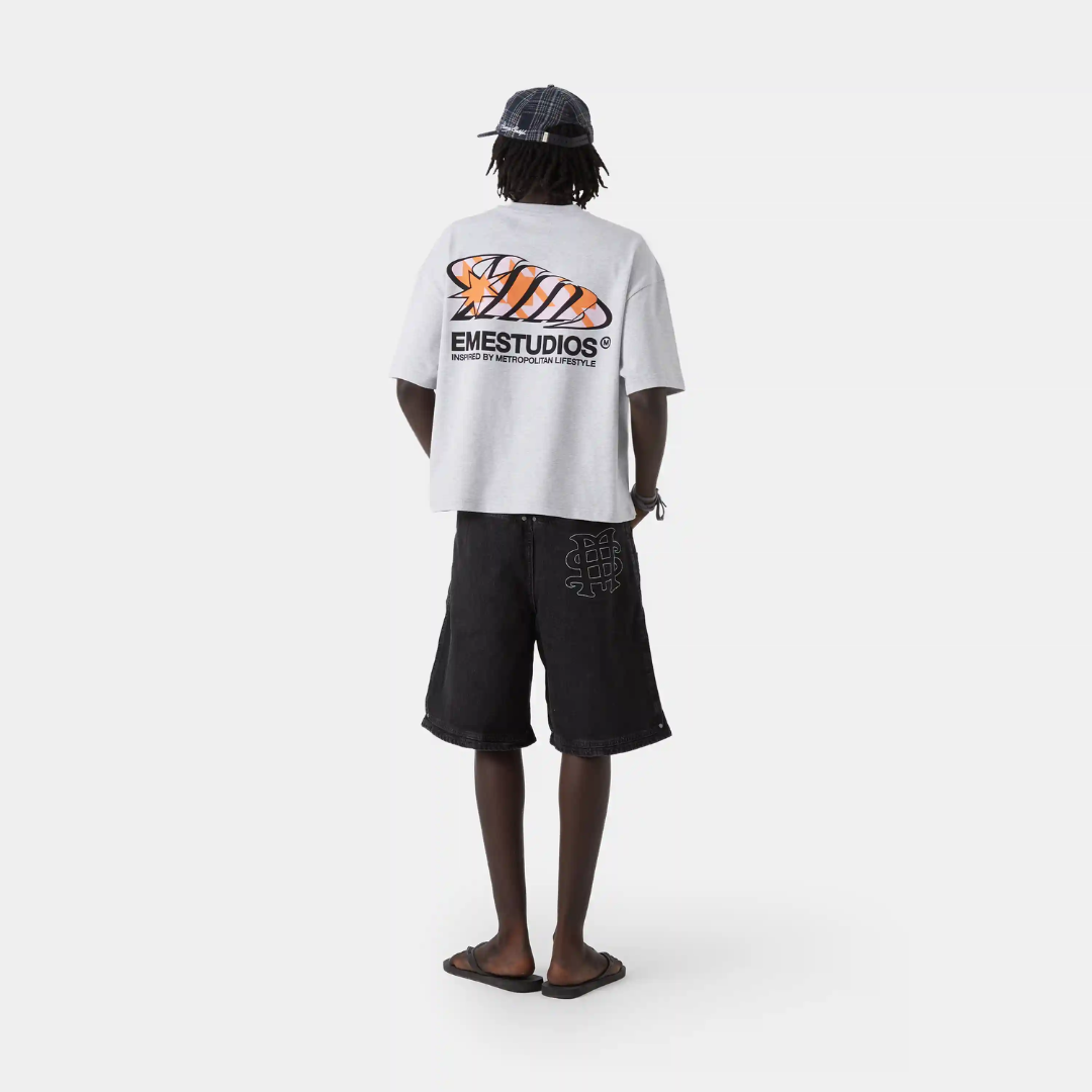 Houndstooh Grey Oversized Tee - EME STUDIOS