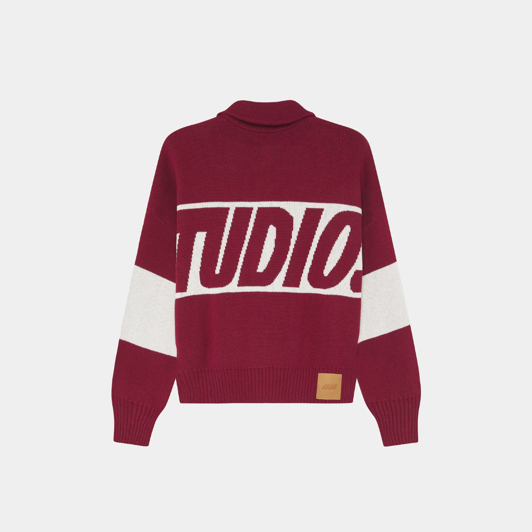 Thrill Burgundy Zipper Knit - EME STUDIOS