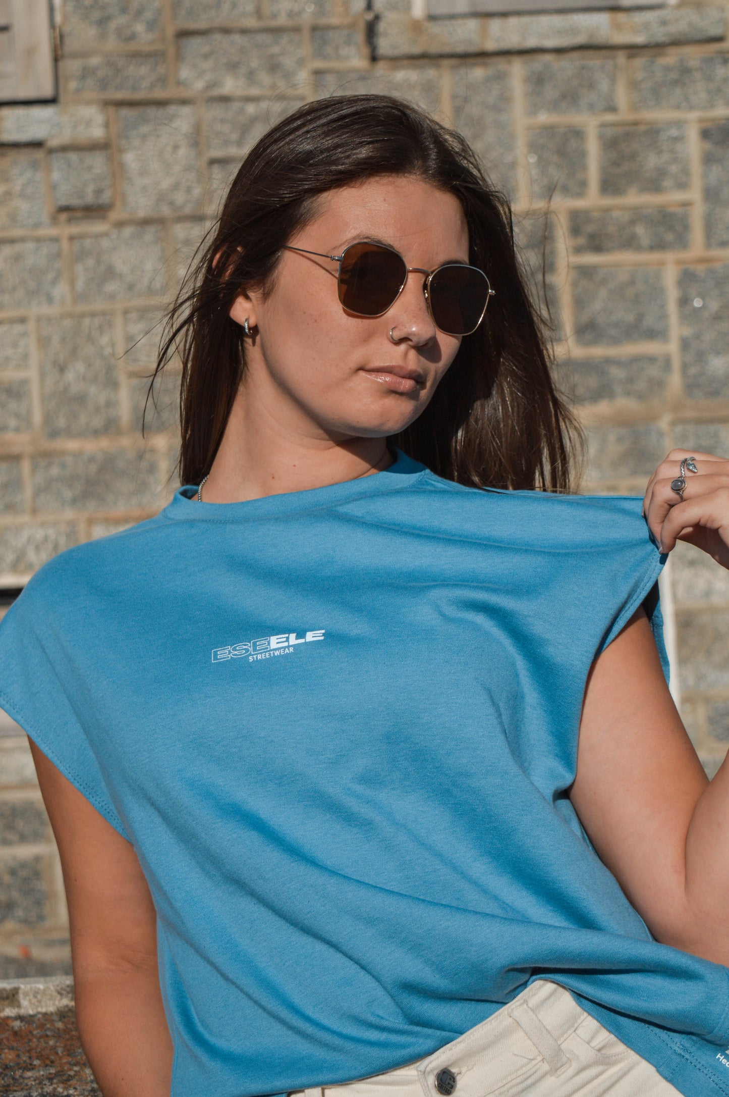 Musculosa Dual -Reversible (azul piedra)